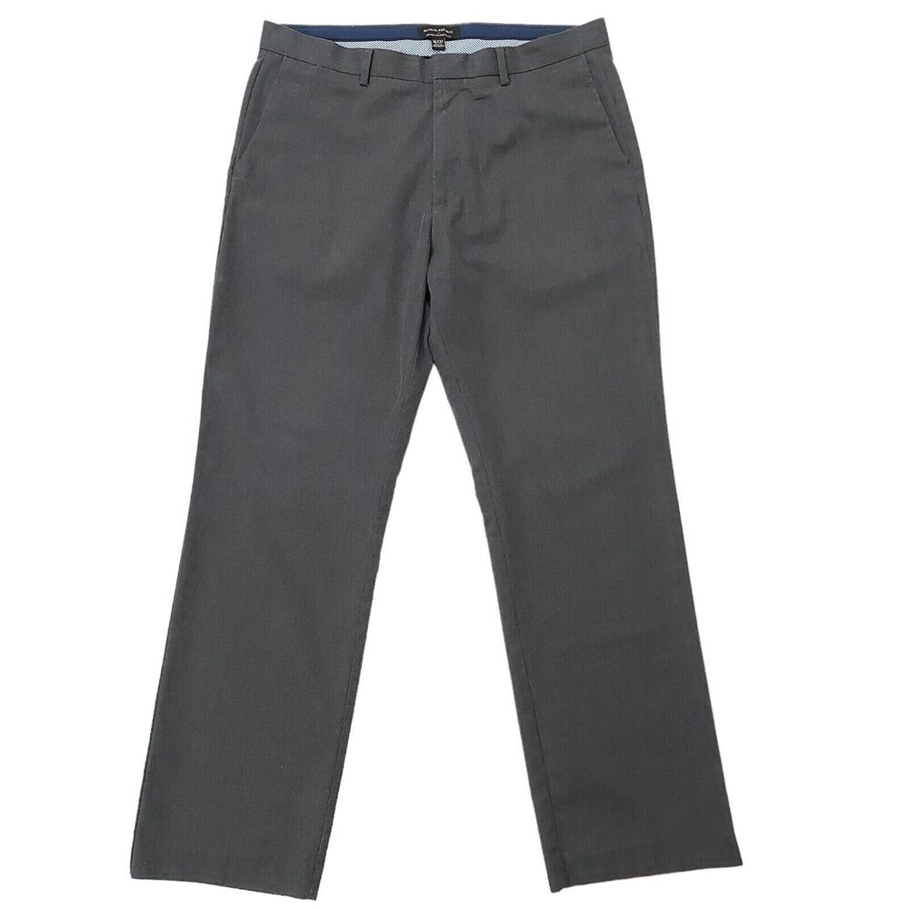 Banana Republic Mens Dress Pants 36x32 Gray Non-Iron Tailored Slim Fit Chino